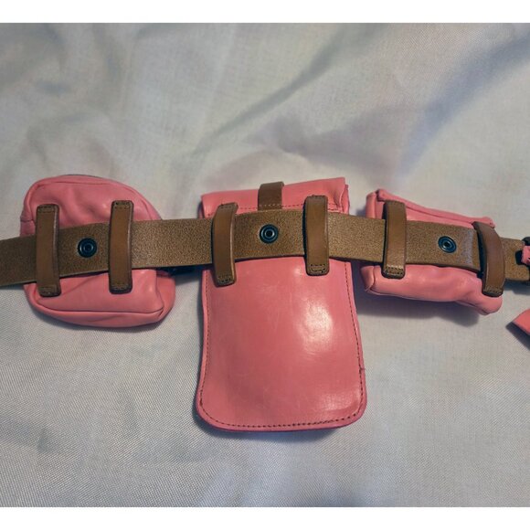 A.S.98 Helene Sling Bag Shock Pink & Natural Leather, NWT, Belt Sling Crossbody - Picture 6 of 11